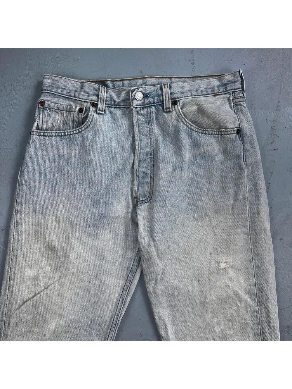 Levis 501 Vintage 90s USA XX Straight Leg Jeans Blue Light Wash 34x38 Act 30x33